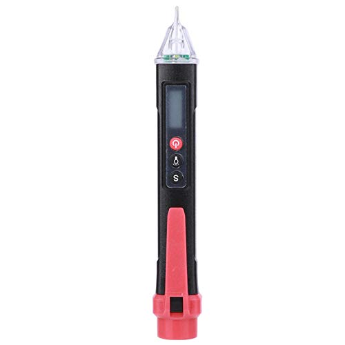 Image of Digital Non-Contact Voltage Tester AC12-1000V Test Pen with 3-Color LED Display and Flashlight Black Red