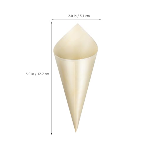 DEARMAMY 100 Pcs Disposable Wooden Cone Tasting Serving Wooden Cones for Charcuterie Appetizers Ice Cream Party Catering by DEARMAMY - Image 2