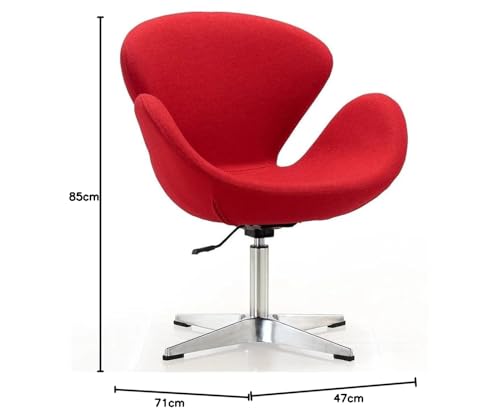 Image of Faux Leather - Modern Swivel Lounge Chair with Hydraulic Lift for Home Office Hotel Cafe (Red)