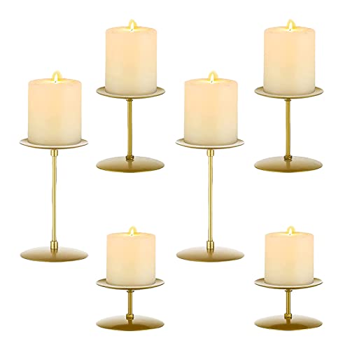 Golden Cylindrical Candle Holder Set (6 Piece Set) Metal Candle Holder Holder, Used for Table Decoration, Home Decoration, Wedding Golden Cylindrical Candle Holder Set (6 Piece Set) Metal Candle Holder Holder, Used for Table Decoration, Home Decoration, Wedding