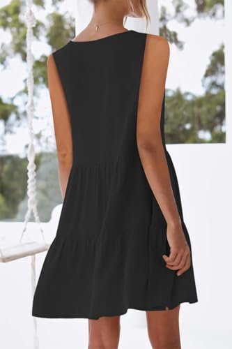 Image of nclook Women's Summer Casual Dress Sweet Cute V Neck Sleeveless Mini Dresses with Pockets