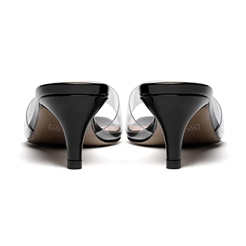 WAYDERNS Women's PVC Solid Open Toe Dating Slip On Casual Clear Kitten Low Heel Heeled Sandals 2 Inch4