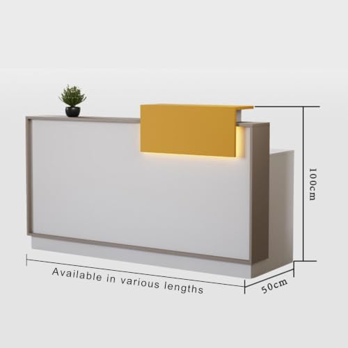 Mostrador de recepción marrón de 100cm izquierdo con LED para oficinas modernos 3