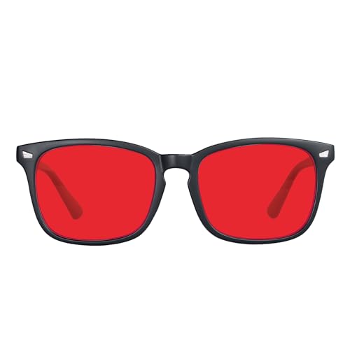 MAXJULI 99.9% Blue Light Blocking,Computer Reading/Gaming/TV/Phones Glasses for Women Men(Red)