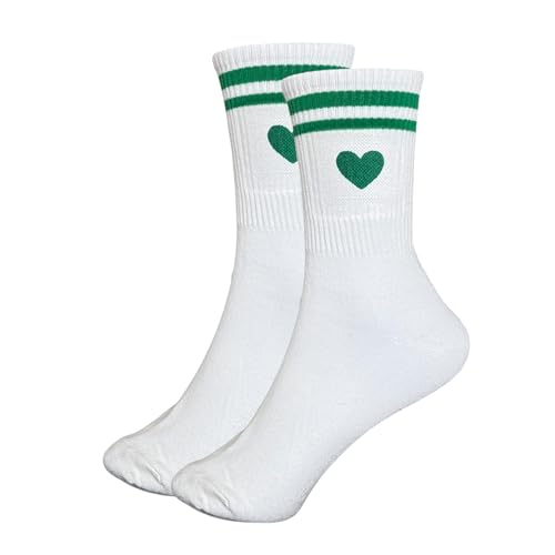 Tindo Calzini bianchi con motivo a cuore, divertenti calzini pazzi per uomini e donne, calzini da regalo unisex, taglia unica, 36-43 Crew Socks 1 paio, Cuore verde, 36-43 Tindo Calzini bianchi con motivo a cuore, divertenti calzini pazzi per uomini e donne, calzini da regalo unisex, taglia unica, 36-43 Crew Socks 1 paio, Cuore verde, 36-43