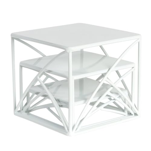 BYCY Dessert Tabletop Risers 6 Inch White Square Matte Wire Nesting Cupcake Risers Display Stand Shelf for Catering Collectibles Jewelry Figures Show , Set of 3 (White)