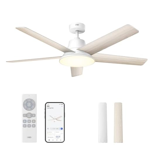 Dreo ventilador techo inteligente de 132 cm con luz LED regulable, 12 velocidades, 3 modos, temporizador de 12h, motor DC silencioso, control por control remoto/APP/Alexa, blanco para interiores