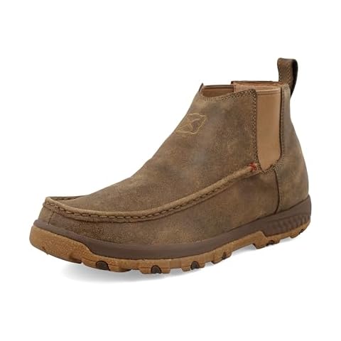 Twisted X Men's 4" Chelsea Driving Moc, Moc Toe with CellStretch, Bomber & Tan, 10.5 M Cover