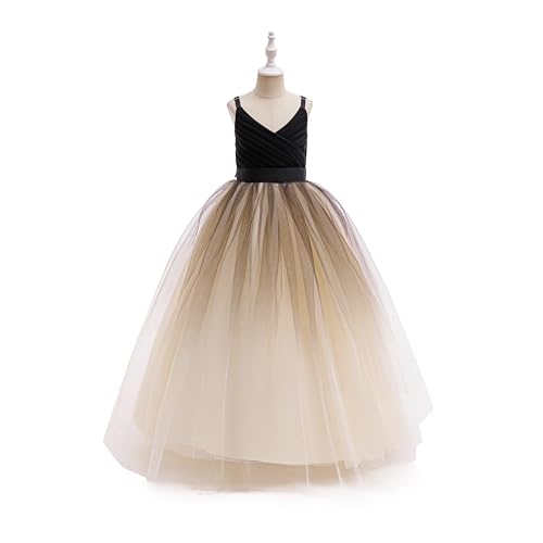 Image of Glamulice Flower Girls Spaghetti Strap Tulle Dress Long A Line Wedding Pageant Dresses Princess Birthday Party Ball Gown