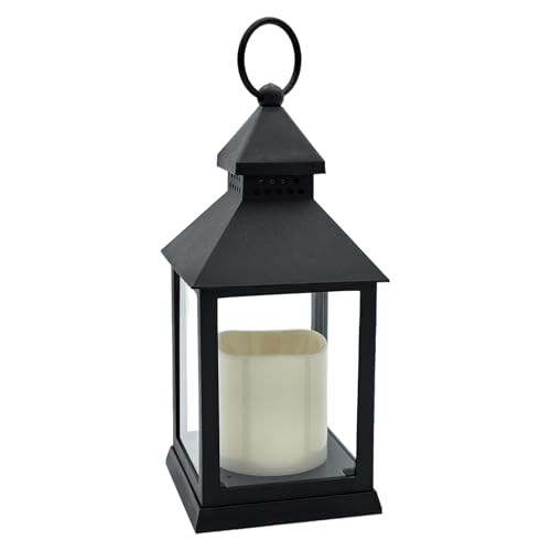 Laterne LED mit Timer batteriebetrieben flackerndes Licht Windlicht...