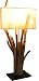 GURU SHOP Lampe de table/lampe de table fabriquée à la main à Bali en matériau naturel, bois flotté, coton – Modèle Makarena 75 x 35 x 15 cm, lampes de table en matériaux naturels