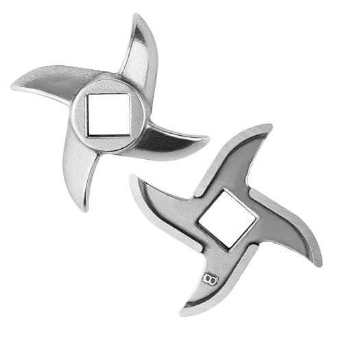 Steel Blade for Hand Meat Grinder - Pack of 2 - Size #8 - Replacement Metal Cutting Blade Knife - Electric Grinding Accessories Blades Parts