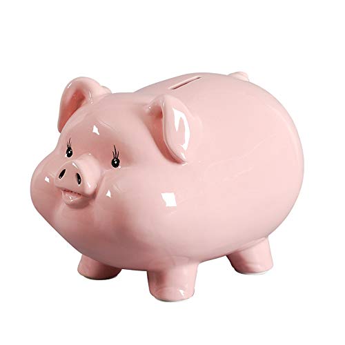 Pig World Ceramics Piggy Bank for Boys and Girls (Pink)