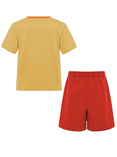 easyforever Girls Kids 2-piece Summer Sports Outfit Quick Dry Moisture Wicking For Workout Outdoor Activities Yellow 5-6 Years4