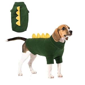 NACOCO Halloween Dog Dinosaur Sweater – Pet Christmas Pullover Dragon Clothes Puppy Cute Comfortable Knitwear T-Shirt Cat Apparel Outfits Warm Winter Soft for Small Medium Cats Dogs Kitten(Green, 2XL)