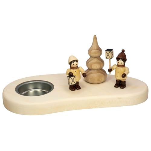 Seiffener Volkskunst | Teelichthalter | Tischdeko für Teelicht aus Naturholz 8.5x18x8 cm |...