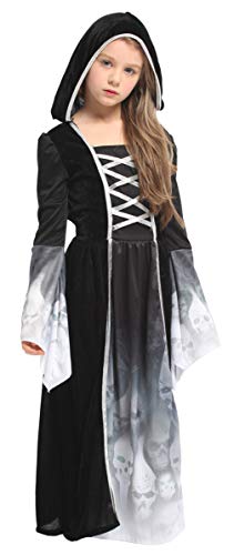 GIFT TOWER Costume de Déguisement Enfant Fille Robe Princesse Halloween Déguisement de Sorcière Vampire Cosplay Fête Soirée Party