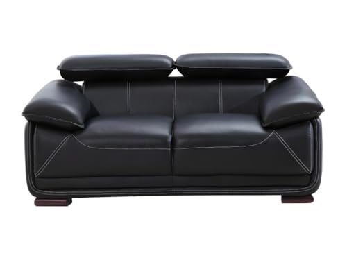 Vente-unique-Couchgarnitur Leder 3+2 - Schwarz - MACELO – Bild 6