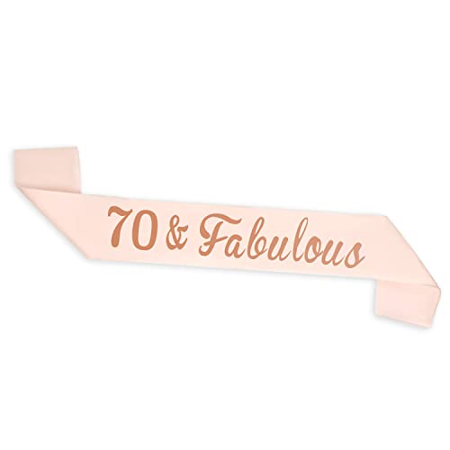 ALLY-MAGIC 70th Birthday Sash, Rose Gold 70 & Fabulous Sash for Women Happy 70th Birthday Gift Party Decorations Supplies Accessories Y3FABJD (70 FABULOUS)