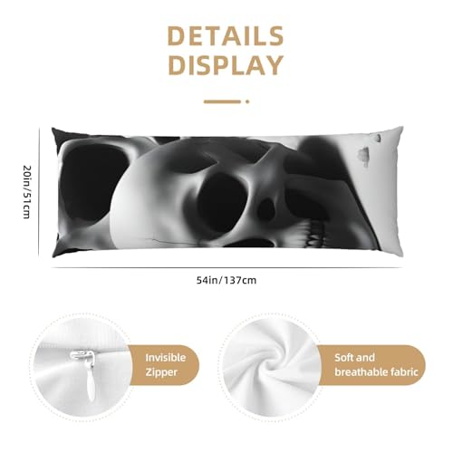 Housse de coussin douce zippée grand format imprimé crânes contrastés pour salon