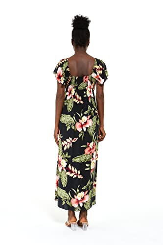 Image of Family Matching Hawaiian Clothes, Black Rafelsia | Lightweight 100% rayon • Family matching outfits • Beach vacations • Luaus • Cruises • Family photos