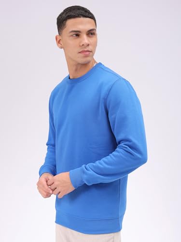 Image of The Indian Garage Co Men Regular Fit Solid Crew Neck Overhead Sweatshirt