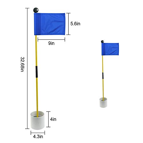 KOFULL Golf Flag Golf Flagsticks Mini,Golf Flags Hole Pole Cup Set Practice Golf Pin Flags Putting Green Flag for Driving Range Backyard Garden Portable 2-Section Design