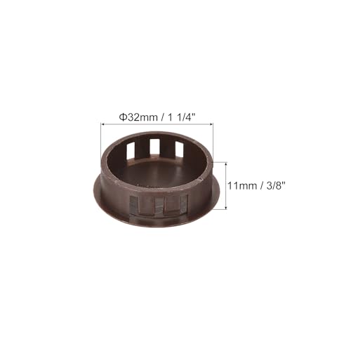 Image of MECCANIXITY 64PCS 32mm(1 1 /4 inch) Brown Plastic Hole Plugs, Flush Type Panel Hole Plugs Insert End Caps for Locking Hole Tubes Furniture Cabinet
