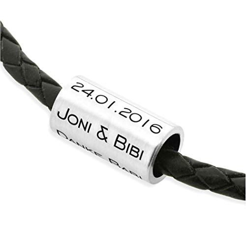 Lederkette Herren 925 Sterling Silber Gravur Anhänger Kette Männer...