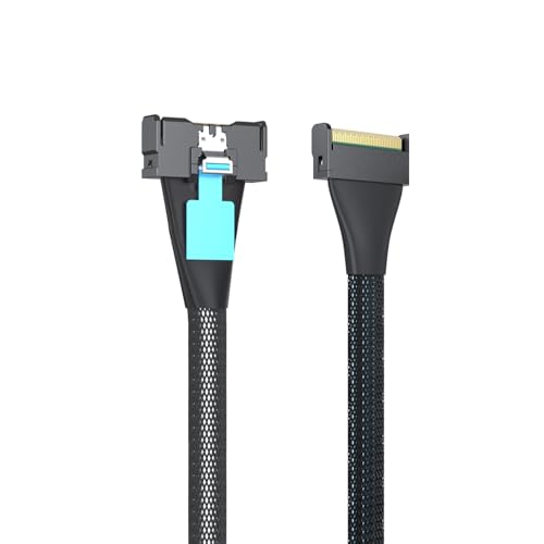 10Gtek PCIe Gen5 MCIO to MCIO 8X High-Speed Cable SFF-TA-1016 85-ohm, Server Storage Cable for NVMe Backplanes, Gen5 HBAs & All-Flash Arrays, 0.2-m(0.65ft)