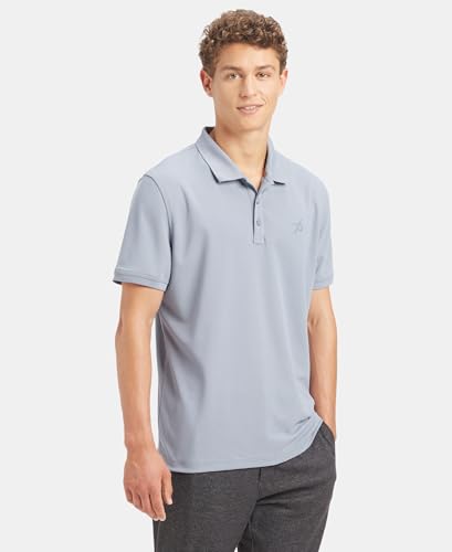 Image of Jockey AM38 Men's Microfiber Fabric Solid Half Sleeve Polo T-Shirt with StayDry & StayFresh Technology