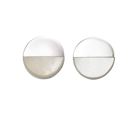 Preisvergleich Produktbild Beginnings Sterling Silver Disc Stud Swith Half Mop Earrings E5755W