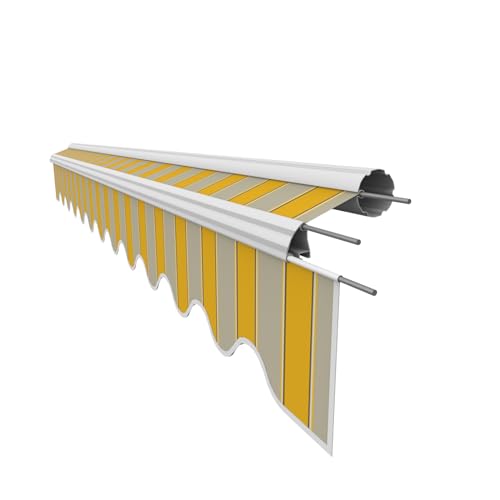 VANA Markisenstoff mit Volant für 3 x 2 m Markisen-Ersatzstoff Markisentuch Bespannung Markisenbespannung Sonnenschutz fertig genäht Maß Tuch 2 82 x 2 m Volant 2 82 x 0 21 m Design SPD025
