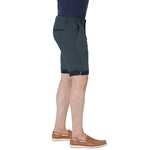 Image of BEEVEE Mens Navy & Blue Striped Linen Fixed Waist 3 /4th.