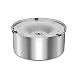 SCHITEC 犬 ペット 水飲み器 給水皿【大容量・溢れ防止・犬・猫用・防錆・電気不要】ステンレス 犬がぶ飲み 濡れない 水やり 滑り止め 水入れ 濾過機能 低速給水 ウォーターボウル (ライトグレー, 1.2L)