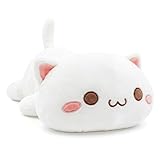 Onsoyours Cute Kitten Plush Toy Stuffed Animal Pet Kitty Soft Anime Cat Plush Pillow for Kids (White Cat, 12')