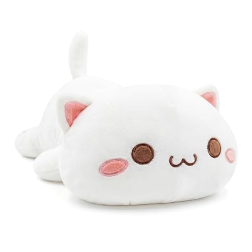 Onsoyours Cute Kitten Plush Toy Stuffed Animal Pet Kitty Soft Anime Cat Plush Pillow for Kids (White A, 12")
