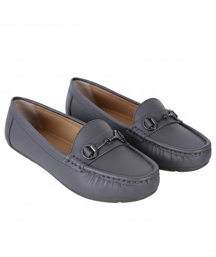 Image of Pluxh Women's Classic Ballet Flats with Metal Detail | Soft Padded Slip-On Shoes | Lightweight Comfort Footwear | Flexible Sole | Office, Casual
