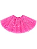 Tutu for Girls Stars Sparkle Princess Ballet Dress Tulle Tutu Skirt for Girls 4-12 Years 3 Layered Pink