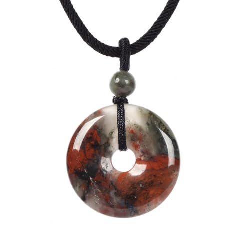 Justinstones Natural African Bloodstone 25mm Donut Beads Reiki Chakra Pendant