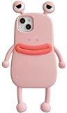 Veelgeluk Ugly Phone Cases for iPhone 16 Funny Cute Case for iPhone 16 3D Frog Phone Case with Foot Pink Weird Phone Cases Ugly Phones with 3D Eyes Cute Silicone