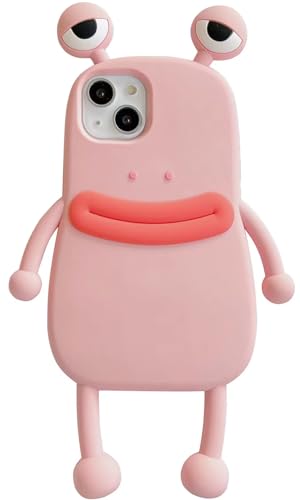 Veelgeluk Ugly Phone Cases for iPhone 16 Funny Cute Case for iPhone 16 3D Frog Phone Case with Foot Pink Weird Phone Cases Ugly Phones with 3D Eyes Cute Silicone