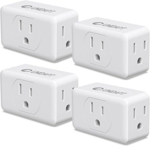 Unidapt Multi Plug Outlet Extender 4 Pack - 3 Way Wall Outlet Splitter, Cruise Ship Essentials Power Plug Adapter, Compact Travel Wall Tap Expander, Flat Angled Design, Home, Office, Dorm - White
