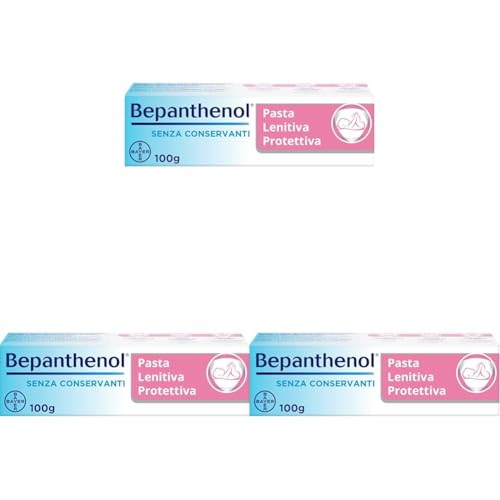 Bepanthenol Pasta Lenitiva Neonato Protettiva, Pasta Cambio Pannolino con Pantenolo che Idrata e Rigenera la pelle, Crema per Bambini Irritazione Pannolino Senza Conservanti, Profumi e Coloranti 100 g