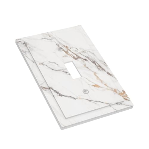 Decorative Light Switch Plate Covers Modern Grey Gold Marble Texure 1 Gang Light Switch Cover Plate Single Toggle Wall Plate Outlet Covers Wall Plate Faceplate for Kitchen Home Decor