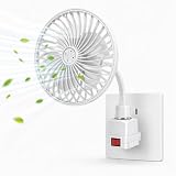 IUEQSEOG Light Socket Fan E26, Plug-in Fan with Flexible Gooseneck, 360° Adjustable Quiet Fan with Switch, Includes Plug Adapter for Bedroom, Bathroom, Office, Dorm
