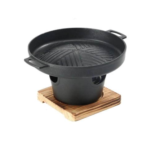 Japanese Style BBQ Grill, Cast Iron Grill,Mini Portable Barbecue Stove,Japanese Food Charcoal Stove with Base,Household Barbecue Tools Accessories(D)