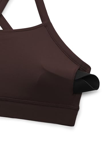 Image of CRZ YOGA Butterlift Cross Back Sports Bras | Medium Support, Removable Pads, Yoga, Buttery Soft, Scoop Neck, Cut-Out, Adjustable Thin Straps, for Women
