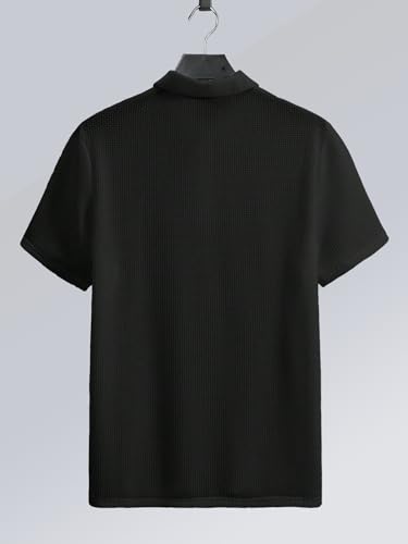 Image of TAGDO Men's Cotton Rich Polo Tshirt | Textured Fabric Casual Collar T Shirt for Men | Half Sleeve Regular Fit Trendy Polo Tee Shirts for Everyday Wear (2029)