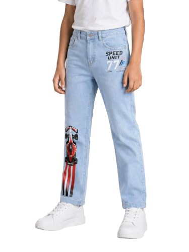 Image of KiddoPanti Boys Regular Fit Denim Pant | Stretch Poly Cotton Denim | Regular Fit Full Length Pant | Back Elasticated & Button with Zip Open Fly